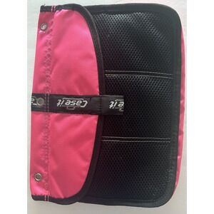 CASE-IT Zipper Pouch for Three-Ring Binder Storage Pink‎ with Black Mesh